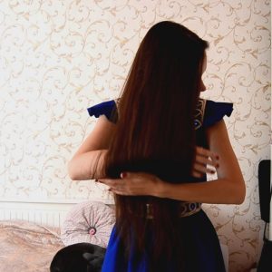 Sensual Hair Play In Bedroom With Classic Length Silky Tresses