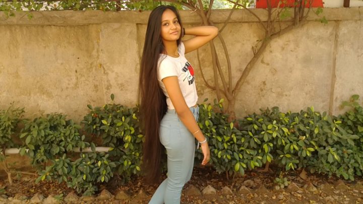 Hair Play by a Friend, Ponytails, Bun Drops, Combing with Beautiful Knee Length Dense Hair