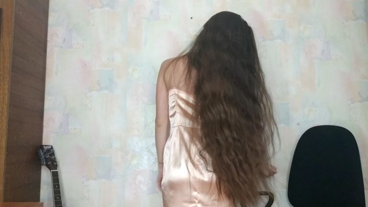 Super Thick Hair Play in Silk Dress - Image 2