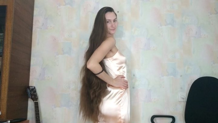 Super Thick Hair Play in Silk Dress - Image 18