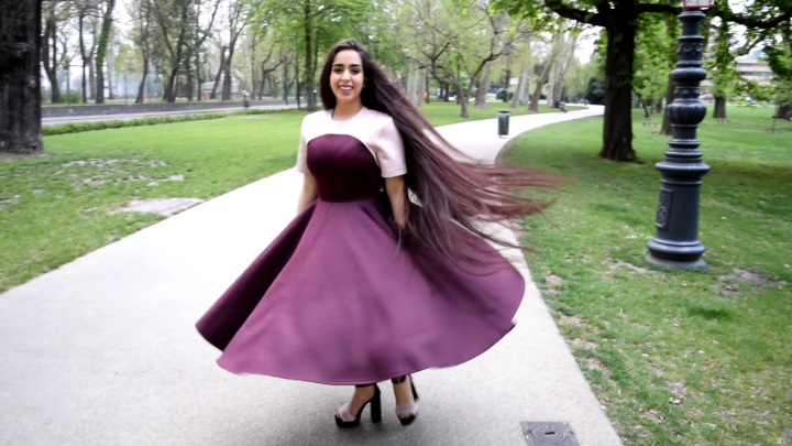 Below Knee Length Loose Hair Walking with Hungarian Rapunzel