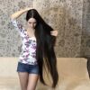 Thigh Length Soft, Silky Hair Play Next to Sofa - Image 16
