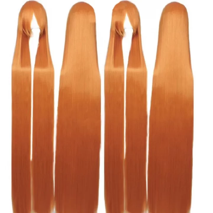 150CM 60'' Long Straight Cosplay Wig Orange Heat Resistant Synthetic Hair Men Women Universal Wigs Halloween Party Costume Props